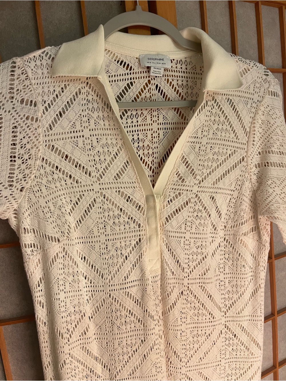 SERAPHINE Beachy Crochet Knitted White Midi Dress